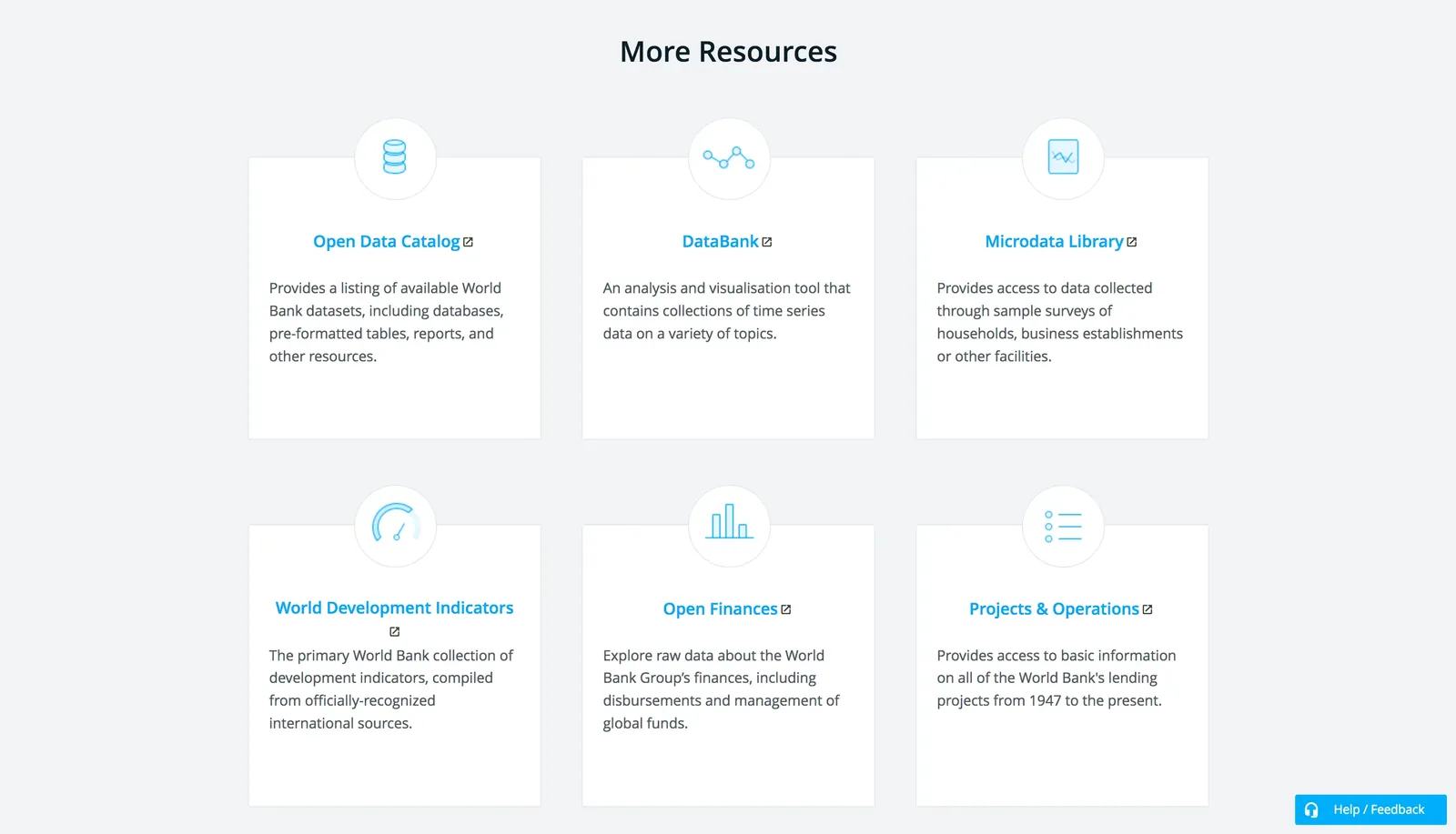 World Bank Open Data portal, one of the open data sources for machine learning